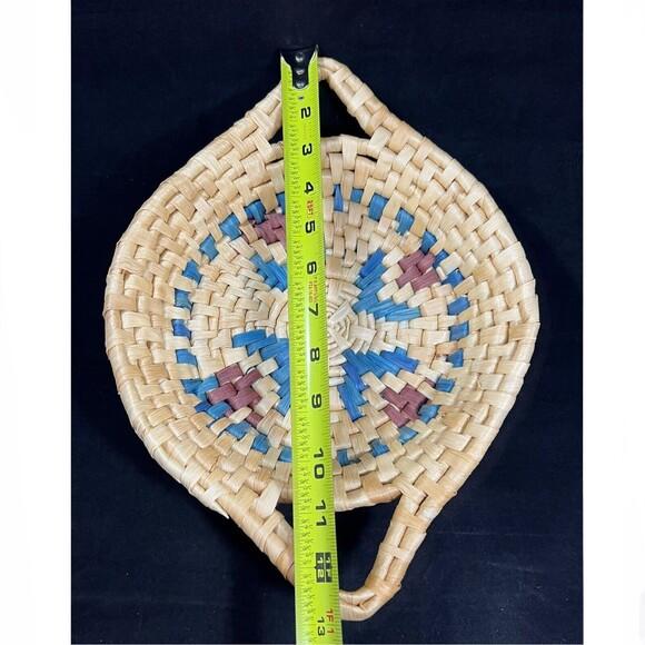 Vintage Woven Coil Fruit Basket Wall Basket With Handles - Picture 8 of 8